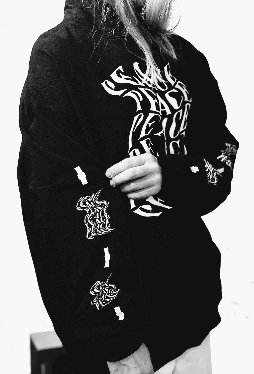 Peace III | Oversized Black Hoodie