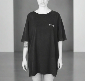 WWOOLLFF Cross | Oversized Washed Out Black Tee